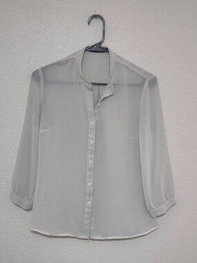 The Limited White Sheer Blouse Size S Button Front Minimalist Chic Workwear Top
